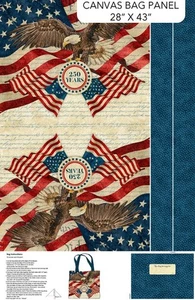 Patriótico, panel de lona de 28 pulgadas, bolso de mano, Stonehenge America 250, DP28365-12 - Imagen 1 de 1