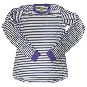 Helly Hansen Lifa Active Shirt Long Sleeve Size XL Purple White Stripe Stay Dry - Picture 1 of 6