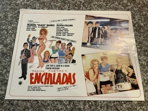 VTG. Mexican Lobby Card- Tacos,Tortas, Y Enchiladas -Flaco Ybanez, Cesar Bono - Picture 1 of 10