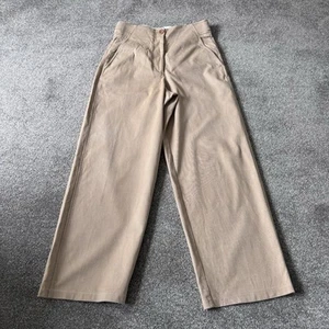 COS Wide Leg Trousers Size 36 UK 8 Light Brown Beige Pockets Cotton Blend L28.5 - Picture 1 of 11