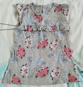 Baby Gap Grey & Pink Short Sleeved Floral Frilled 5 Yrs EUC Combine Postage - Picture 1 of 9