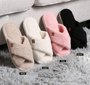 ComfyLuxe Solid Color Criss-Cross Slippers - Picture 1 of 17