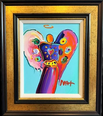 PINTURA ORIGINAL PETER MAX "ÁNGEL CON CORAZÓN" Foto 1 de 4