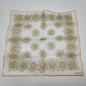 Kreier Signiertes Designer Taschentuch Taschentuch Taschentuch Gelb Blumen Baumwolle Neu  - Bild 1 von 5