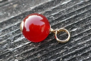 Vintage 14kt Yellow Gold & 10.3mm Carnelian Charm / Pendant - Picture 1 of 7