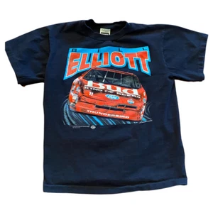 Vintage 90s Nascar Bill Elliot Budweiser T-shirt Large black 1993 Thunderbird - Picture 1 of 8