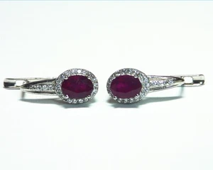 Ruby Natural Genuine Matching Gemstone Sterling Silver Earring ESS,788 - Picture 1 of 8