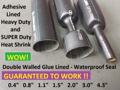 Tubo termorretráctil marino forrado adhesivo industrial de 0,4" a 4,3" NEGRO ROJO 1 PIE Foto 1 de 4