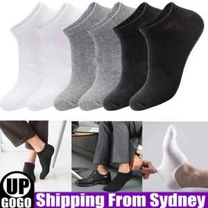5 Pairs Low Cut Socks Cotton Soft Breathable Non-Slip Casual Ankle White Black - Picture 1 of 12