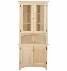 NEW AMISH Unfinished Solid Pine CORNER HUTCH China Cabinet Rustic Wood Handmade! - Picture 1 of 1