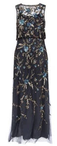 AIDAN MATTOX Stunning Elegant Beaded Gown Dress Size 12 Color Black - Picture 1 of 5