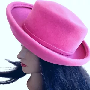 Vintage 60s Pink Hat Bucket Wool Felt Lonette Originals Union Label - Picture 1 of 10