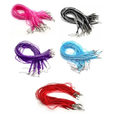 Organza Band Halskette Konvolut gewachste Kordel passt DIY Perlen Anhänger Karabinerverschluss 20x - Bild 1 von 4