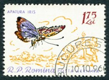 ROMANIA 1960 1l75 SG2787 used NG Butterflies and Moths Purple emperor ##a3