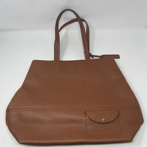 J. Crew All Day Brown Leather Tote Shoulder Bag Purse Handbag Purse Embossed RTM - Picture 1 of 10