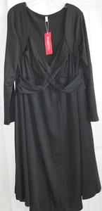 Rose Gal BLACK STRETCH KNIT sweetheart neckline LONG SLEEVE dress 1X NWT - Picture 1 of 4