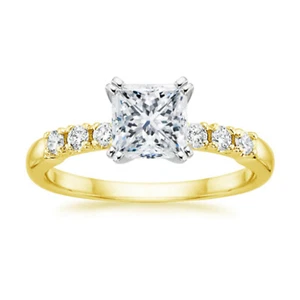1.16 Ct Princess Cut Real Moissanite Wedding Ring 14K Solid Yellow Gold Size 6 7 - Picture 1 of 3
