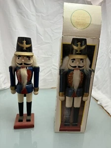 Wooden Christmas Nutcracker Soldier 15 ” Tall Red/Blue Holiday With Box - Picture 1 of 12