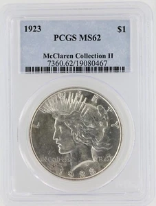 1923 PCGS MS62 | $1 Morgan | McClaren Collection | Last One | Gourgeous - Picture 1 of 4