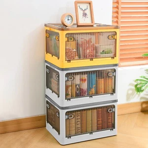 Stackable Storage Bins 29/66L Foldable Closet Box Holder w/ Lid+Wheels Organizer - Picture 1 of 24