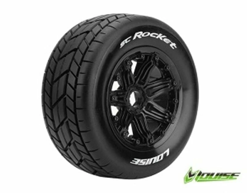 Louise SC-Rocket 1/5 SCT Reifen auf Felge schwarz montiert 24mm #LOUT3291B - Bild 1 von 1