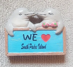 We Heart South Padre Island Dolphins Refrigerator Magnet Resin Free Shipping - Picture 1 of 3