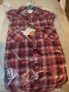 Neu Wrangler kariertes Button-Down-Hemd MTSC064 Langarm für Herren rot/schwarz 2XT - Bild 1 von 2
