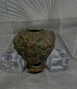 ANTIQUE PARTS - BRONZE BALL CENTRAL PIECE WITH HEADS APPROX 2.7" LONG - Picture 1 of 4