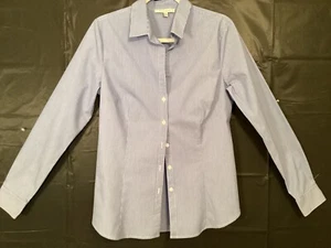 Quintessential Gr. L blau gestreifte Langarm Bluse tailliert - Bild 1 von 4