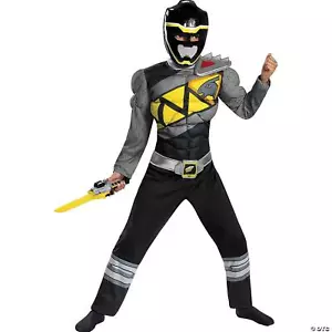 BOYS BLACK POWER RANGERS DINO CHARGE MUSCLE COSTUME SIZE 7-8 DG82786K - Picture 1 of 1
