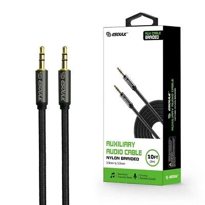 New 10 Ft 3.5mm Music Cable - iPod to Car Stereo AUX / Auxiliary Wire Cord BLACK - Image 1 of 4