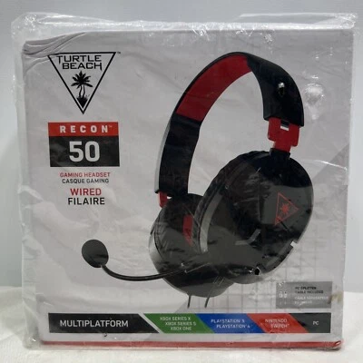 Turtle Beach Recon 50 Gaming Headset, Black/Red , Wired ~ NEW SEALED - Image 1 of 4
