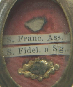 † 19TH ST FRANCIS of ASSISI + ST FIDELIS OFM RELIQUARY 1st CLASS RELIC WAXSEAL † - Picture 1 of 16