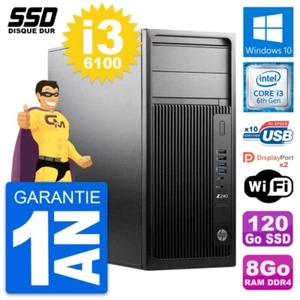 PC Tour HP WorkStation Z240 MT Intel i3-6100 RAM 8Go SSD 120Go Windows 10 Wifi - Photo 1/7