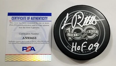 LUC ROBITAILLE Autographed NHL 100th Anniversary Hockey Game Puck PSA Signed 100 - Image 1 of 3
