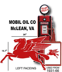 (MOBI-2) 28" MOBIL LEFT FACING PEGASUS GASOLINE GAS PUMP OIL TANK DECAL  - Picture 1 of 1