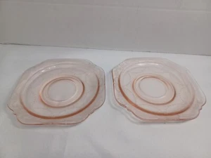 2 FEDERAL PINK DEPRESSION GLASS BISCUIT PLATES 6" MADRID - Picture 1 of 5