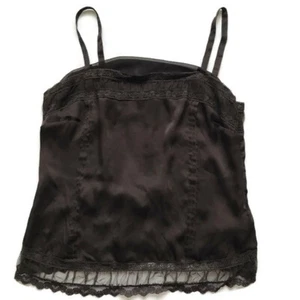 Ann Taylor Loft Sz 10 Brown Cami Lace Trim Womens Nightie Adjust Strap Lined - Picture 1 of 6
