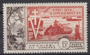 COMORES : POSTE AERIENNE LIBERATION N° 4 NEUF * GOMME AVEC CHARNIERE - COTE 45 € - Picture 1 of 2