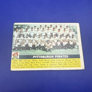 1956 Topps Pittsburgh Pirates GRAY BACK Team Card #121 w/Roberto Clemente HOF  - Picture 1 of 15