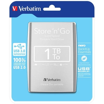 Verbatim 53071 externe Festplatte 2,5" HDD USB 3.0 Store n Go 1TB silber - Bild 1 von 4