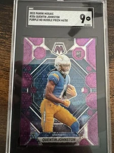 2023 Mosaic Rookies Quentin Johnston Purple Prizm No Huddle SGC 9 44/50 - Picture 1 of 2