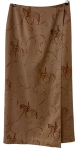 VTG Talbots Faux Suede Equestrian Horses Wrap Midi Skirt Old Money Capsule 10 - Picture 1 of 10
