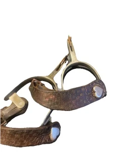Ein Buermann alter Stern Stahl Silber Sporen Original Leder & Herz Lederknöpfe - Bild 1 von 23