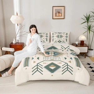 Juego de edredón American Southwest ropa de cama estilo azteca tribal indio tamaño king... - Imagen 1 de 8
