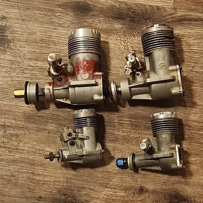 Vintage OS Max 50, Veco 50 Veco 19 Fox 15 Airplane Engine Lot Of 4 As Is - Image 1 of 4
