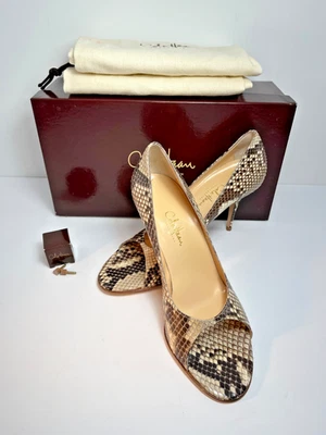 GENUINE PYTHON Size 7.5 Cole Haan Real Snake Skin 3" Peep Toe Pumps Excellent!! - Image 1 of 4
