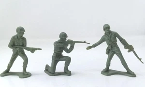 Tim Mee Military Toy Soldiers Lot Of 3 Pose Mix Vintage Plastic Green - Picture 1 of 7