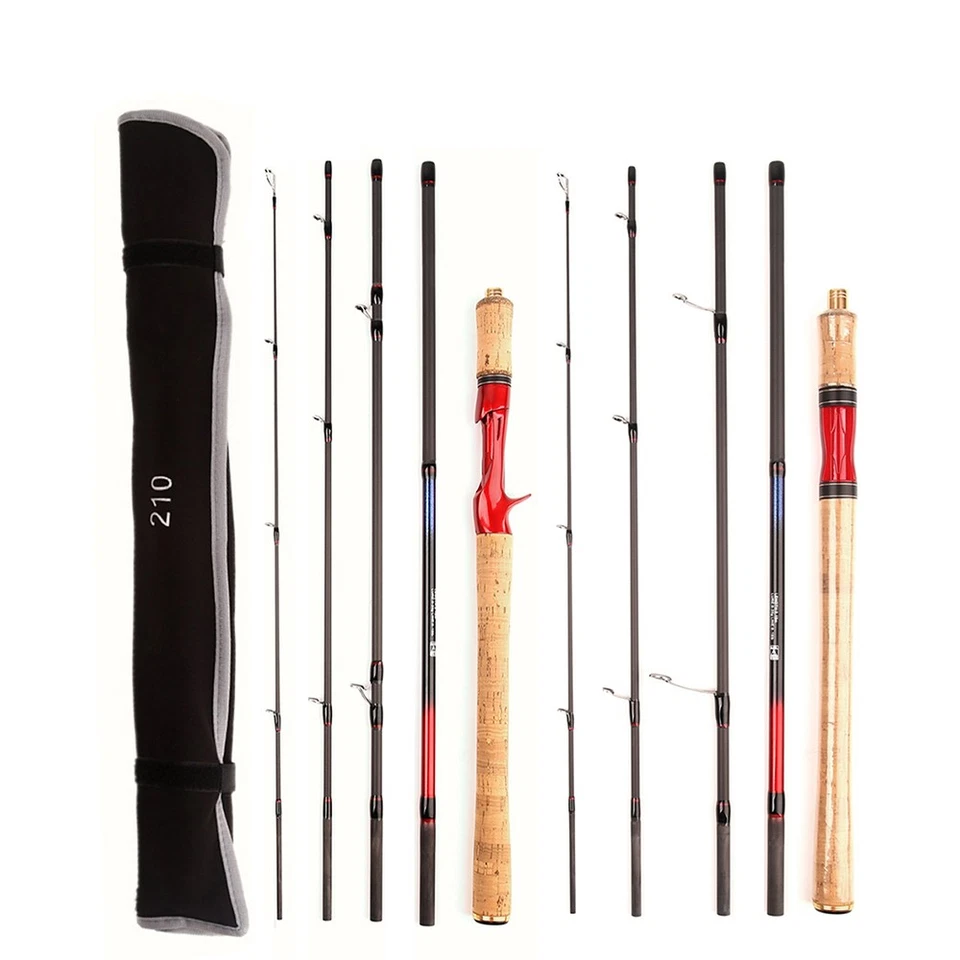 ABUJIA Travel Spinning Fishing Rod 6.6ft-8ft 8-15lb M Carbon Trout Casting Rod - Image 1 of 4