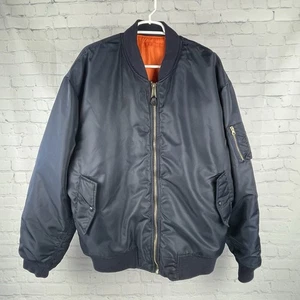 Chaqueta de bombardero Delta Force talla 2XL aislada de vuelo cremallera completa azul naranja forrada - Imagen 1 de 12